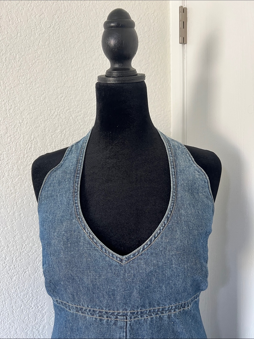 Calvin Klein Blue Denim Midi Halter Dress - Picture 7 of 12